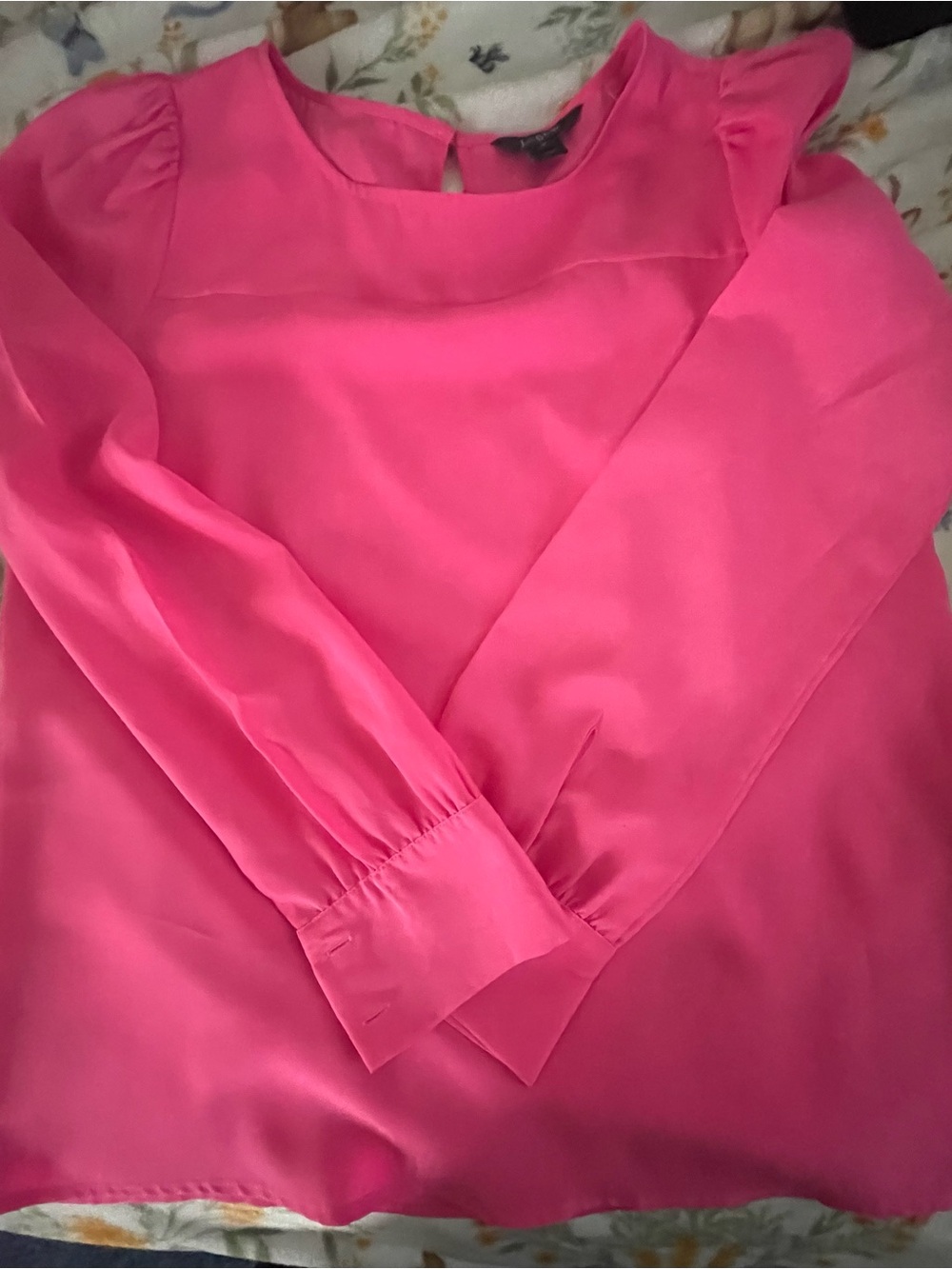 J. Crew Vibrant Hot Pink Satin-Look Blouse